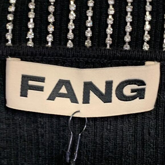 M Asymmetrical Rhinestone Black Silver Cotton Blend Sleeveless Cocktail Dress - Picture 6 of 8